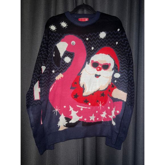 Ugly Christmas Sweater Sweaters - Ugly Christmas Sweater Xmas Size Large Flamingo